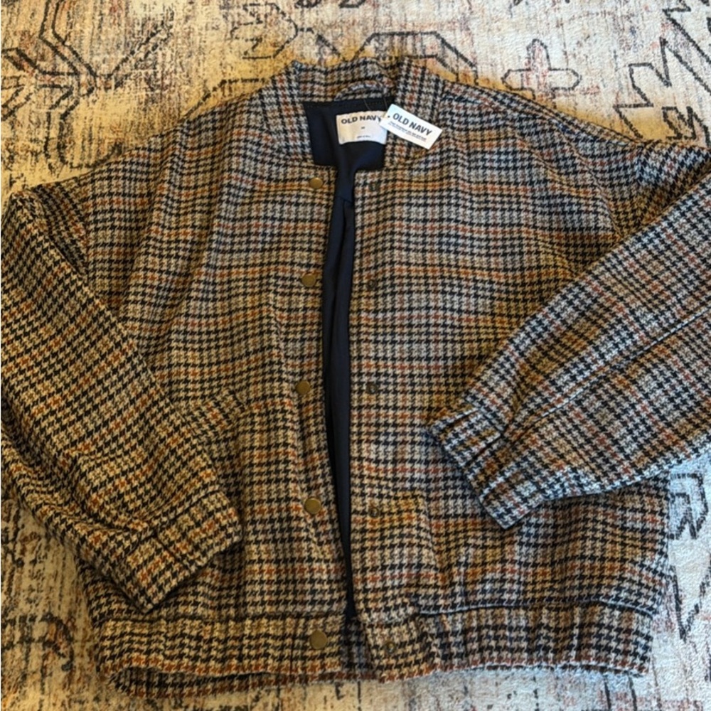Old Navy Houndstooth Bomber Jacket M